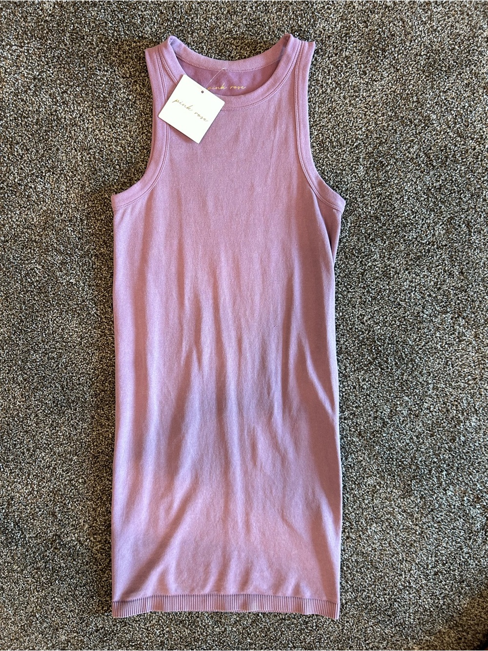 Pink Rose Lilac Ribbed Tank Dress